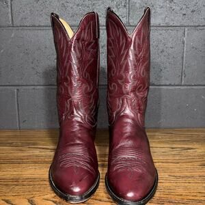Vintage 90s Dan Post Burgundy Cowboy Boots Men’s 10.5 EW Made In USA